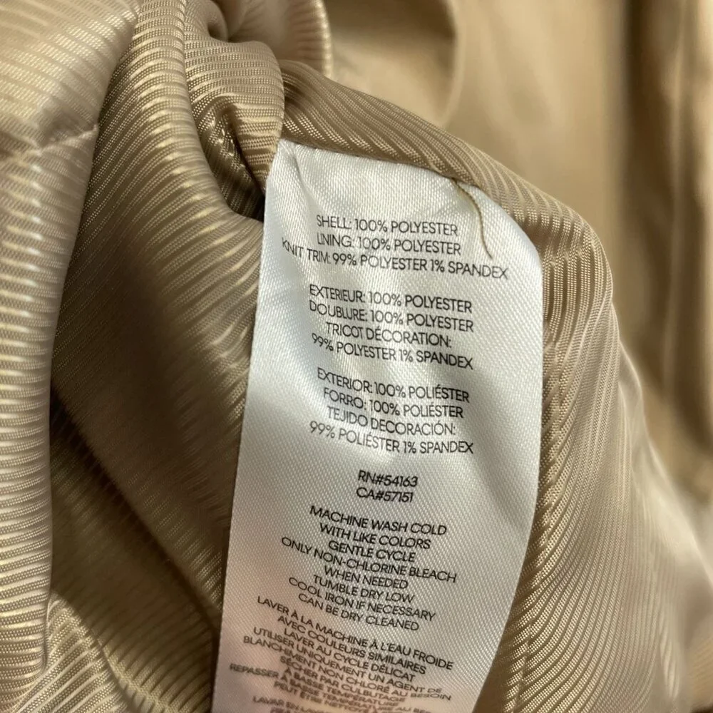 NEW Halston Women's M Tan Belted Mid Length Trench Coat Full Zip Tan